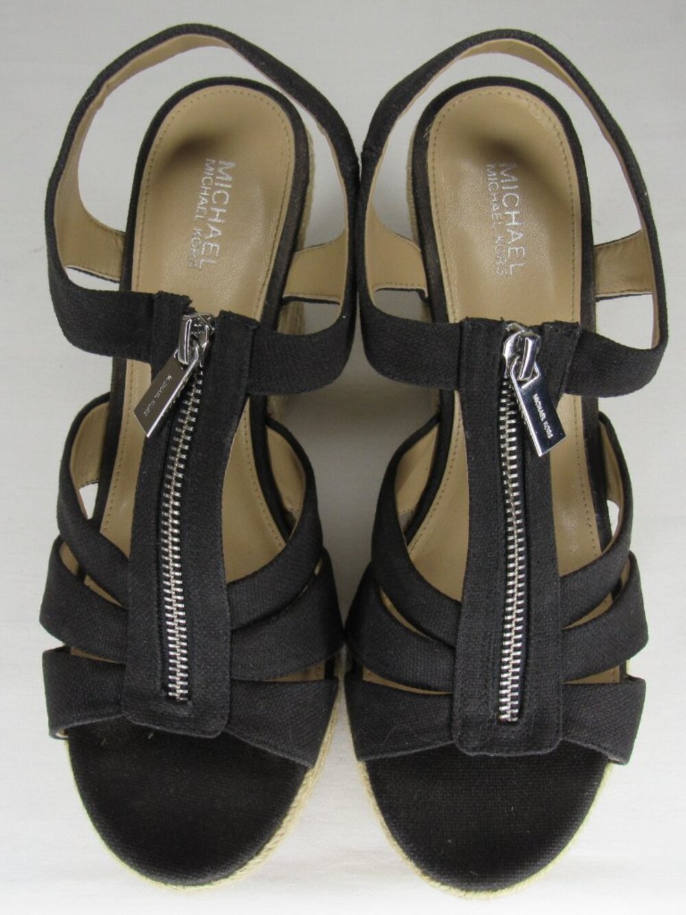 Michael Michael Kors Black Canvas Berkley Espadrille Wedge Sandal Women's 8 - Picture 7 of 10